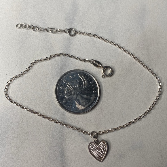 Anklet sterling silver with heart charm 925 - Picture 5 of 5